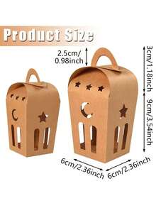 Star Crescent Shaped Gift Boxes - 10pcs Empty Kraft Paper Boxes With Handles For Festivals & Celebrations - Multicolor - View 9