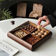 1个方形隔层水果盘，天然色网格甜点展示托盘，多功能水果盘，适用于餐桌装饰、家居和厨房 - 方形分格果盤 - 查看 5