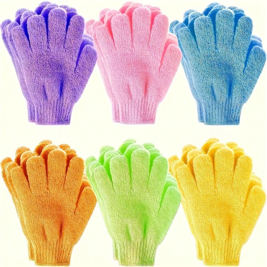 2 Stücke Badetücher-Reibehandschuhe zum Rückenreiben, 5-Finger-Handschuhe für Männer und Frauen, die die Haut nicht verletzen - Verschiedenfarbig - Übersicht 1