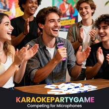 The Mic Karaoke Board Game For Family - 2-10 Player Party Game With 130 Song Lyrics Cards, Microphone Ccessory & Music Note Tokens - Hilarious Singing Competition For Birthday Parties, Game Nights - Purple - View 4