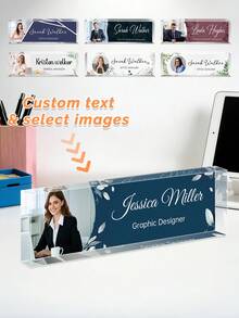 Custom Name Plates For Desks With Photo/Logo-16styles,Desk Name Plate Personalized, Personalized Clear Acrylic Glass Block, Office Gifts For Cowrkers, Boss, Teacher/Employee Appreciation Gifts Office Desk Decor For Women Men, Acrylic Desk Accessories, Office Gifts For Boss, Employee Appreciation Gifts