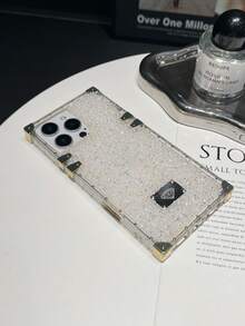 1 Peça Capa de Telefone Quadrada Eletrolítica Bling à Prova de Choque com Strass Preta Compatível com iPhone 17/16 Pro Max/13/14 - Branco - Visão 6