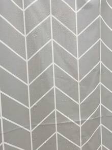 1 Pieza Cortina De Ducha A Prueba De Agua Y Hongos De Material Peva Con Patrón De Hoja De Árbol Para Baño, impermeable, resistente al moho, cortina de baño, cortina de ventana cálida con ojales de metal y ganchos resistentes a la oxidación - cuadrícula gris - Ver 7