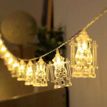 1 PC Lantern String Lights - Battery Operated Mubarak Decor With 10/20/30/40 LED Lights For Home, Garden, Party & Festival Celebration - Kareem Palace Theme Decoration - Warm White - View 1