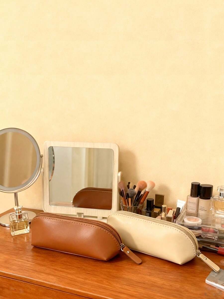 文具袋，黑色简约设计，大容量铅笔/钢笔袋，男女通用 - 彩色 - 查看 1