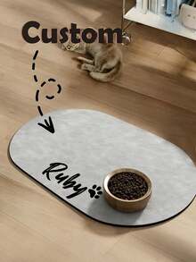 Customizable Quick-Dry Pet Feeding Mat, Customizable Quick-Dry Pet Feeding Mat, Can Print Pet Name - Splash-Proof, Absorbent, Easy To Clean, Suitable For Cats And Dogs, Non-Slip Rubber Base, Prevents Messy Feeding Area, Indoor Use, Paw Print Pattern - Perfect Gift For Pet Owners, Dog Feeding Mat, Personalized Pet Supplies - Multicolor - View 3