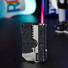 [Without  Butane] Ladies's Creative Lighter, Fingertip Gyroscope Lighter 2-In-1, Butane Lighter, Folding And Rotating For Pressure Relief, Windproof Red Flame, Adjustable Flame, Reusable, Creative Gift - màu đen - Xem 2