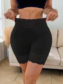 SEXYEYE Slip Shorts For Under Dresses Women Seamless Anti Chafing Underwear Panties Mid Thigh Boyshorts Lace Under Shorts - 黑色 - 查看 5