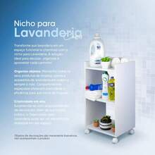 Armário Organizador Multiuso para Lavanderia Branco com Rodízio 40cm - Branco - Visão 4