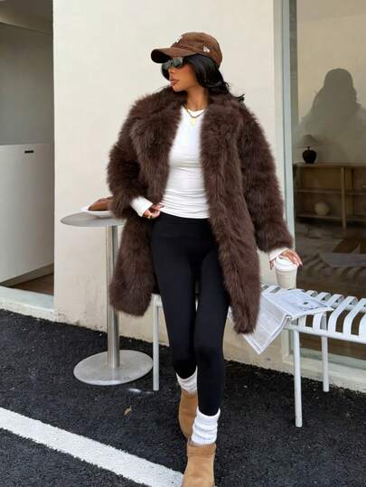 Seelio Women's Faux Fur Oversized Coat, Warm And Cozy European Style, Winter New Arrival