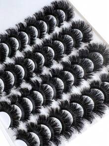 20 Pairs Russian Volume Lashes, Fluffy & Dramatic D-Curl Reusable Eyelashes, Long & Thick Natural Faux Mink Lashes, Multi-Layered Curly Lashes For Dramatic Party & Celebration Look