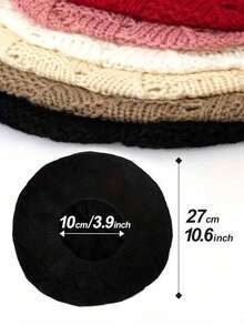 1/2pcs Women Knitted Casual Everyday Beret Hat, Solid Color Fashion Versatile Cap,Summer,Beach - Multicolor - View 3