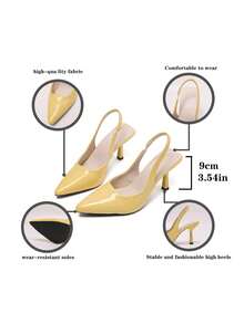 Women's Pointed Toe Kitten Heel Slip-On Sandals - Yellow - View 7