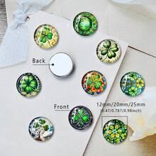 复古四叶草艺术图案 10 件装 混合 12mm/20mm/25mm/30mm 圆形照片玻璃凸面宝石演示平底制作配件