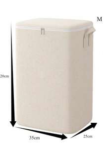 1 pieza Caja de almacenamiento plegable extra grande, hecha de lino, a prueba de humedad, diseño de múltiples compartimentos, resistente y duradera, adecuada para almacenar ropa, ropa de cama, juguetes, cajas, suministros para autocaravanas y artículos del hogar. Solución de almacenamiento multifuncional para ropa, armario del dormitorio y otros artículos. - Blanco - Ver 6