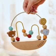 木质半圆形底座动物串珠玩具，可爱装饰婴儿床、游戏区，培养精细动作技能和视觉追踪能力，是万圣节、圣诞节、生日的理想礼物 - 彩色 - 查看 10