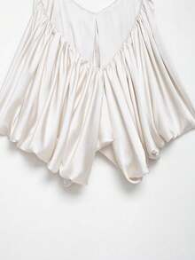 Seelio Summer New Women's Fashion Sexy Satin Pleated Camisole Top - Champagne - View 10