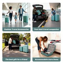 DEESSERA 4pcs Family Travel Luggage Set In Rose Golden - 13",20", 24", & 28" Suitcases With TSA-Approved Combination Locks - 淺藍色 - 查看 4