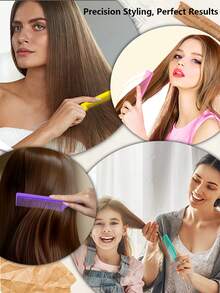 3件套美发造型梳套装,包括分尾梳、细齿蓬松梳、金属梳、耐热碳纤维蓬松梳和不锈钢分尾梳。 - 彩色 - 查看 6