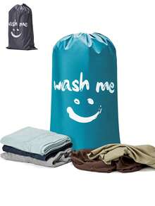 1pc/2pcs "Wash Me" Travel Laundry Bag, Dirty Clothes Storage Bag, Large Capacity Fits 4 Loads, Easy To Put In Laundry Basket - Multicolor - View 1