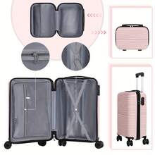 20-Inch Handbag With A 14-Inch Mini Bag Set, ABS Hard Shell Handbag With Rotating Wheels And Lock, Lightweight Travel Business Handbag Set - 粉色 - 查看 4