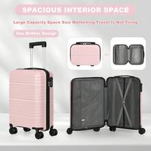 20-Inch Handbag With A 14-Inch Mini Bag Set, ABS Hard Shell Handbag With Rotating Wheels And Lock, Lightweight Travel Business Handbag Set - 粉色 - 查看 5
