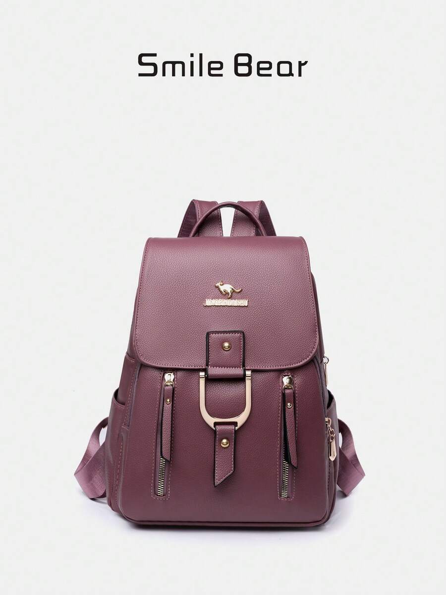 防盗PU皮女士双肩包，时尚翻盖双肩包，轻便迷你旅行包，多功能书包，便捷的日常通勤包，适合学生、教师、护士、上班族、旅行爱好者、徒步、露营、度假、通勤等各种场合。