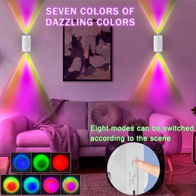 独特外观双头彩色人体感应壁灯，USB供电，可用作夜灯/走廊灯/装饰灯，内置3000mAh大容量电池，安装移动方便，是生日和节日的最佳礼物。