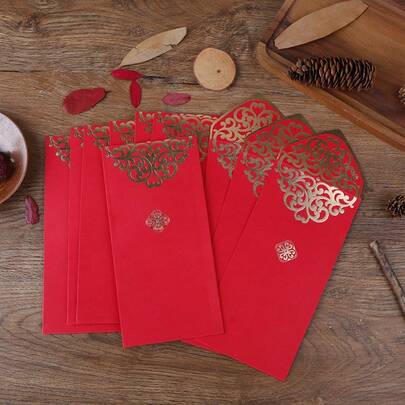 5pcs/10pcs/20pcs/30pcs/50pcs/100pcs Chinese Style Creative Gold Foil Red Envelopes, Chinese New Year Lucky Money Packets, 2025 Year Of The Snake Decorative Red Packets, New Year Lucky Money Envelopes, Holiday Supplies, Spring Festival Red Envelopes, 2025 New Year Red Packets