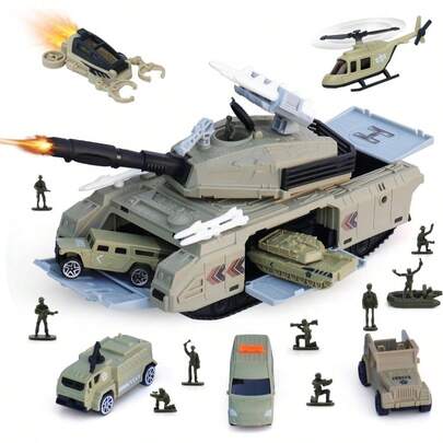 - Juego de juguetes militares, juguetes del ejrcito con vehculos, camiones de hombres del ejrcito, helicptero, regalo de cumpleaos para nios de 4 a aos, fcil de almacenar