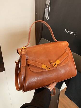 Retro Minimalist Solid Color Handbag, New Commuter Shoulder Bag, Office/Commute Crossbody Bag