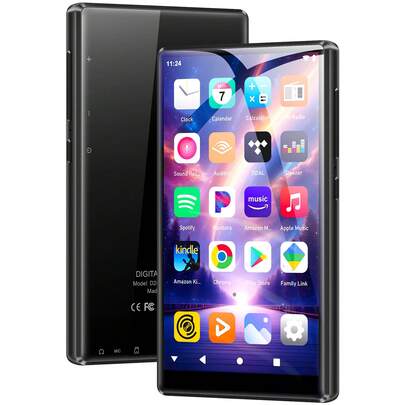 96GB MP3 Player With Bluetooth And WiFi, 5-Inch HD Touchscreen, Supports Spotify, Libby, Android MP4 Music Player For Kids, Black