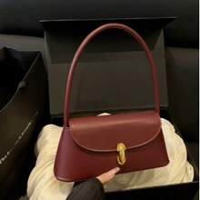 New Fashion Classic Waterproof PU Fabric Shoulder Bag,Underarm Bag, Suitable For Shopping,Lightweight,Business Casual Minimalist Bag For Teen Girls Women College Students Can Be Worn Crossbody. Suitable For Beach Vacation, Back To School Season, Women Wallet. - 酒紅色 - 查看 6