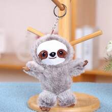 Mini llavero de peluche de perezoso, adorable llavero de peluche, colgante para bolsos, llaves y teléfono móvil. - Gris - Ver 2