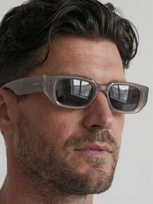 1 Pair Men's Jelly Gray Oval PC Frame Minimalist Solid Color Retro Wide Leg Fashion Glasses - Grey - View 1