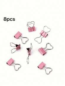4/8/12PCS Valentine's Day Pink Heart Shaped Clips - Cute Long Tail Planner Clips For Scrapbooking, Love Notes, Photo Display, Journaling, Girls Gifts - Multicolor - View 11