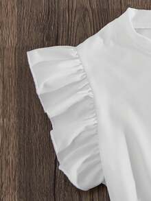 Girls Cartoon Print Short Sleeve T-Shirt And Pants Set - Purple - View 4