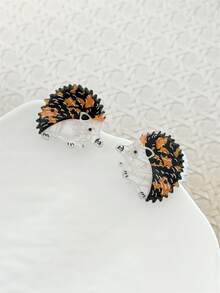 2pcs Cute Animal Element Faux Hedgehog Small Hair Clips, Princess, Bangs, Side Bangs Clips, Suitable For Vacation, Daily Outings, Hairstyle Decoration Accessories, Headband, Bohemian Elegant - Multicolor - View 5