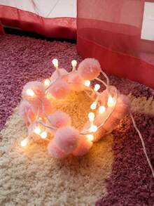 1串20灯粉色绒球灯串，LED浪漫氛围夜灯，适用于家居装饰、卧室、客厅、床头、窗户、墙壁、露台、餐厅、婚礼装饰、节日派对装饰，适合斋月、情人节、母亲节、父亲节、返校季，可作为节日礼物、生日礼物、乔迁礼物、结婚礼物。 - 粉紅色毛球燈串 - 查看 8