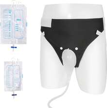 Men Wearable Urine Bag, Adult Portable Reusable, Bedridden Elderly Urinal With Urine Bag 2000ML+1000ML, Black - 灰色 - 查看 10