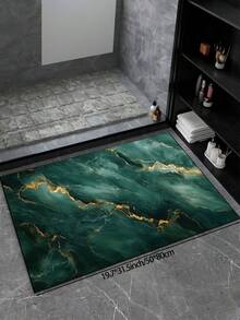 5mm Thick Polyester Fiber Deep Green Marble Pattern Area Rug, Soft & Comfortable Touch, Easy Maintenance, Anti-Slip Backing, Suitable For Lobby, Bedroom, Living Room, Bathroom, Kitchen, Dining Room, Office, Room Decor, Doormat, And Holiday Celebrations - Green - View 13