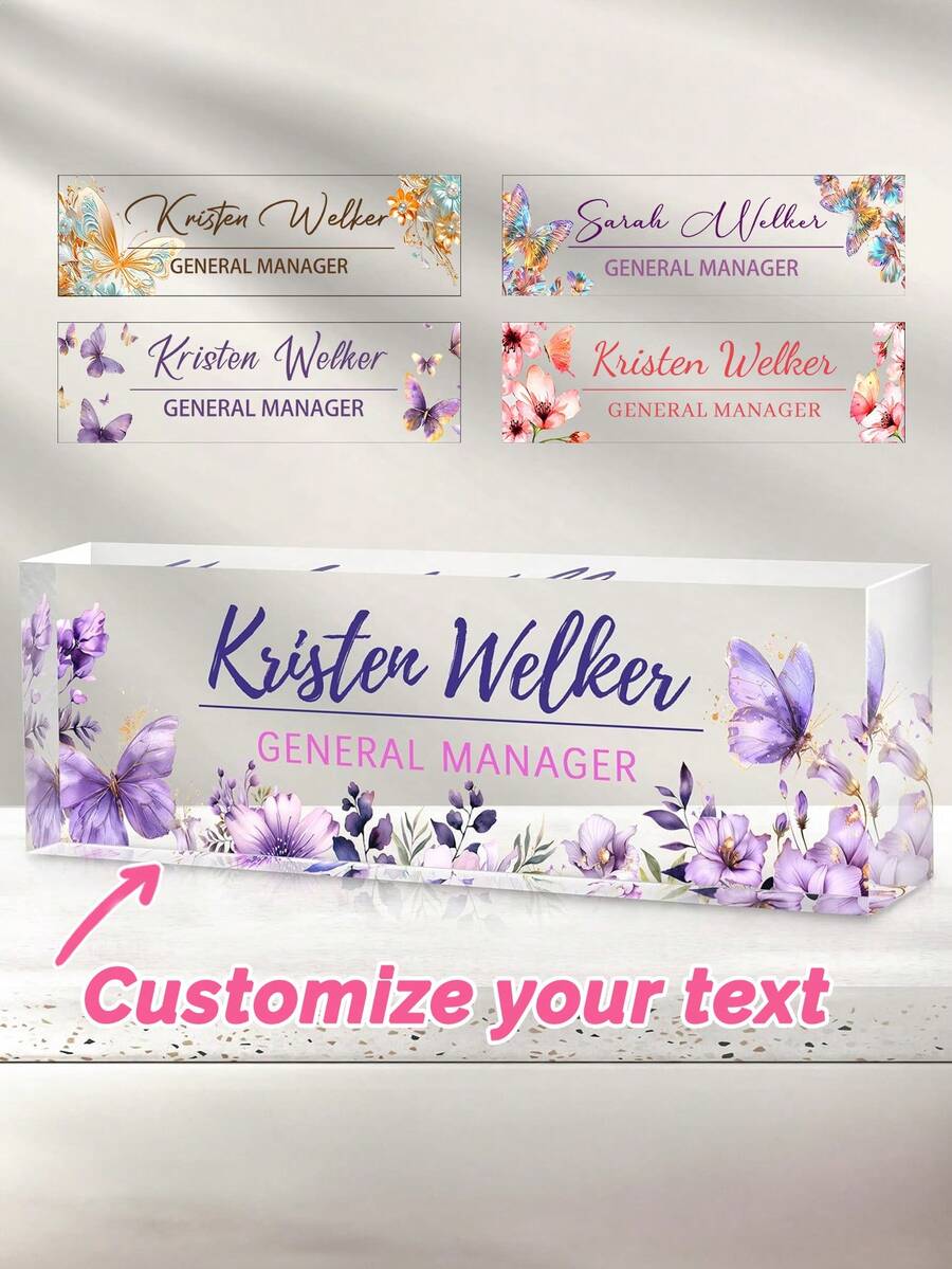 1个个性化亚克力定制办公桌铭牌，可定制文字，20种款式，个性化办公桌铭牌，定制办公桌铭牌，亚克力办公桌配件，个性化办公礼品，送给同事、老师，员工感谢礼品 - 彩色 - 查看 1