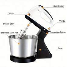 ISRBV Electric Stand Mixer, Classic Stand And Hand Mixer Adjustable Stainless Steel Egg Beater Cream Mixer For Frosting, Meringues, Dough, Eggs, Batter - 查看 3