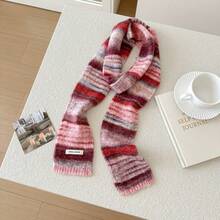 热销！女士条纹撞色冬季围巾 - 厚实、保暖、舒适、时尚，休闲百搭长围巾 | 批发供应，超值优惠，限时特价 | 日常穿搭和冬季造型必备时尚配饰 - 彩色 - 查看 3