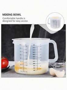 Transparent Plastic Measuring Cup With Lid - Durable, Multipurpose, Suitable For Baking, Salad And Cooking, With Markings (Ml/Oz), Essential For Baking | Practical Kitchen Tool | Food- Material - Multicolor - View 10