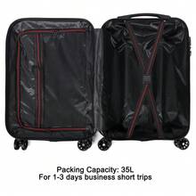 Vali kéo ABS 20 inch. Màu đen. Vali gia đình. Bánh xe xoay 360 độ và khóa an toàn. Thích hợp cho công tác, du lịch. Vali kéo, túi du lịch, vali đựng quần áo, đồ dùng cần thiết cho du lịch biển, kỳ nghỉ. - màu đen - Xem 2