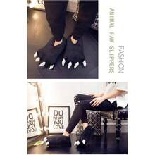 Unisex Paw Claw Slippers Funny Animal Plush Costume Shoes Plush Fuzzy Warm Home House Shoes Slipper Indoor - 小號 + 黑色 - 查看 5