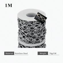 1m Stainless Steel Cuban Chain Gold Plated Oval Handmade Chain Egg Buckle Clip Barbell Stainless Steel Chain Do Not Fade Personalized Punk DIY Necklace Bracelet Jewelry Making Bracelet Necklace Jewelry Chain Jewelry Accessories - Chain - View 11