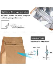 50个带阀门和透气孔的咖啡袋