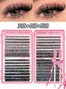 Asiteo 540/570/590/640 Pieces Cluster False Eyelashes, High Capacity, 30D+40D+50D D-Curl, 9-16mm Length, Natural & Thick, Lightweight & Soft, Reusable. This Eyelash Extension Kit Includes Makeup Tools And 2 Eyelash Brushes, Suitable For Beginners To Use At Home Or On The Go, Applicable For Daily Life, Weddings, Parties, Music Festivals, Mother's Day And Other Occasions. - D - 查看 7